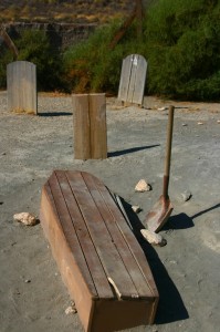 Funny cemetery in the desert of mini holliwood in Tabernas, Spain